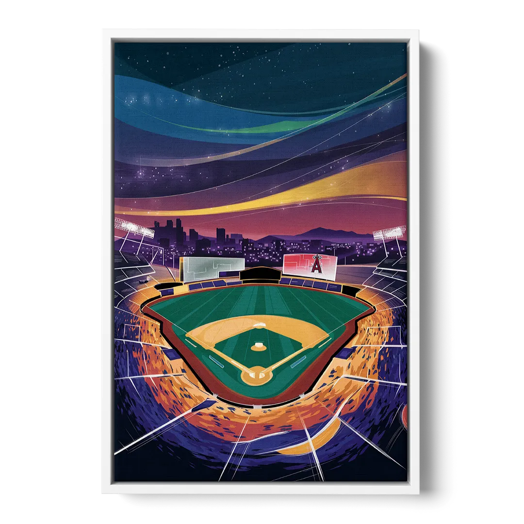 Anaheim Stadium Nights - White Frame Canvas