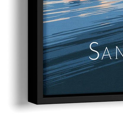 San Diego Urban Skyline - Close-Up Black Frame Canvas