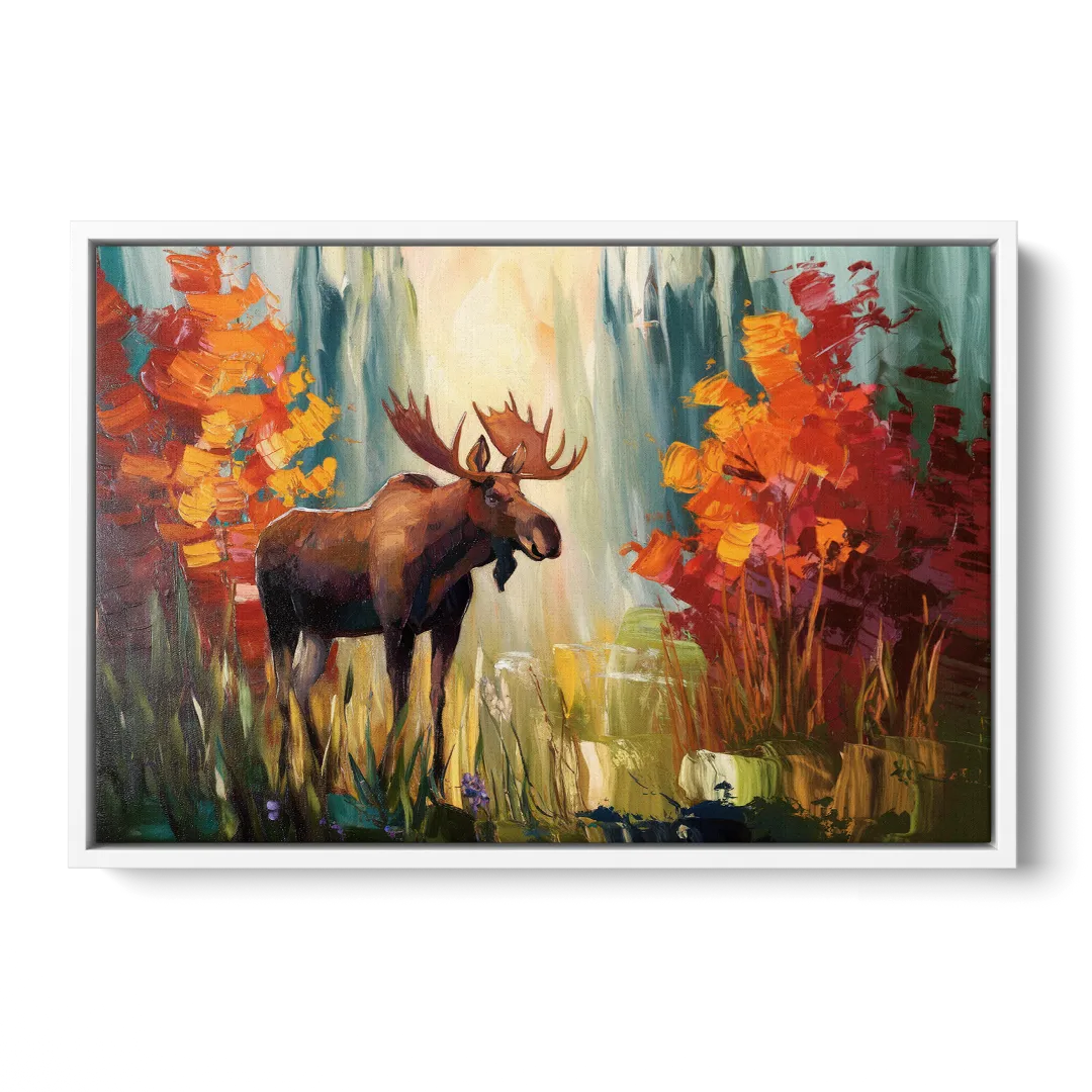 Anchorage Moose In The Wild - White Frame Canvas