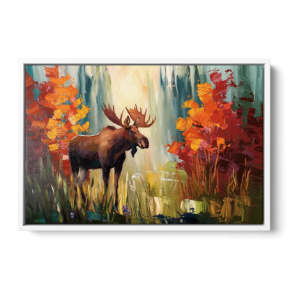 Anchorage Moose In The Wild - White Frame Canvas
