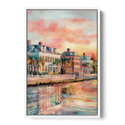 Charleston Battery District - White Frame Canvas