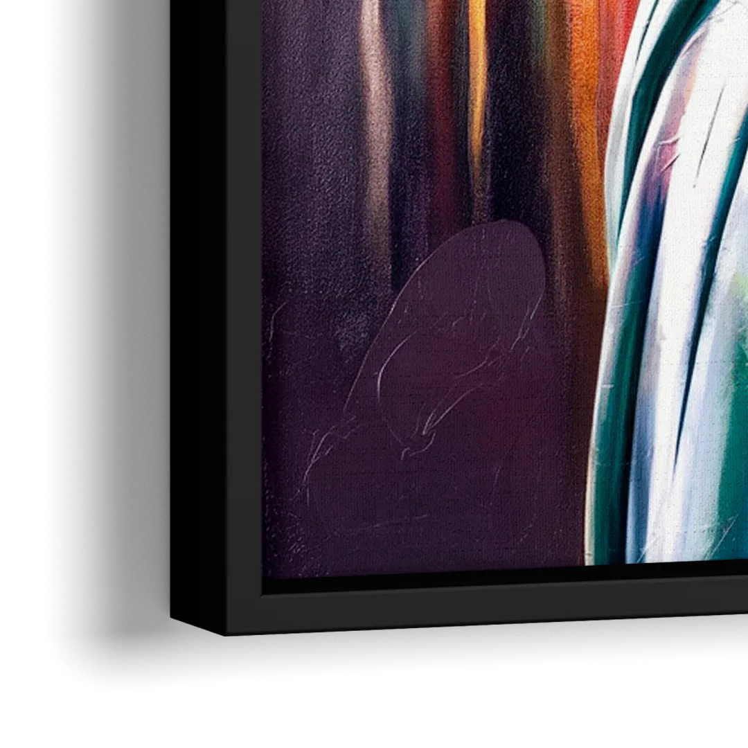 New York City Statue of Liberty Closeup Sky - Close-Up Black Frame Canvas