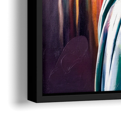 New York City Statue of Liberty Closeup Sky - Close-Up Black Frame Canvas