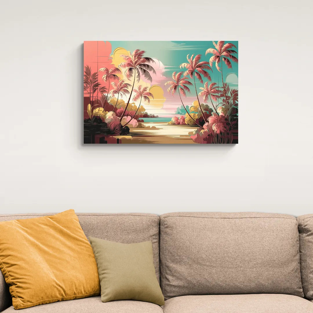 Fort Lauderdale Tropical Palm Trees - Canvas Wall Art Living Room