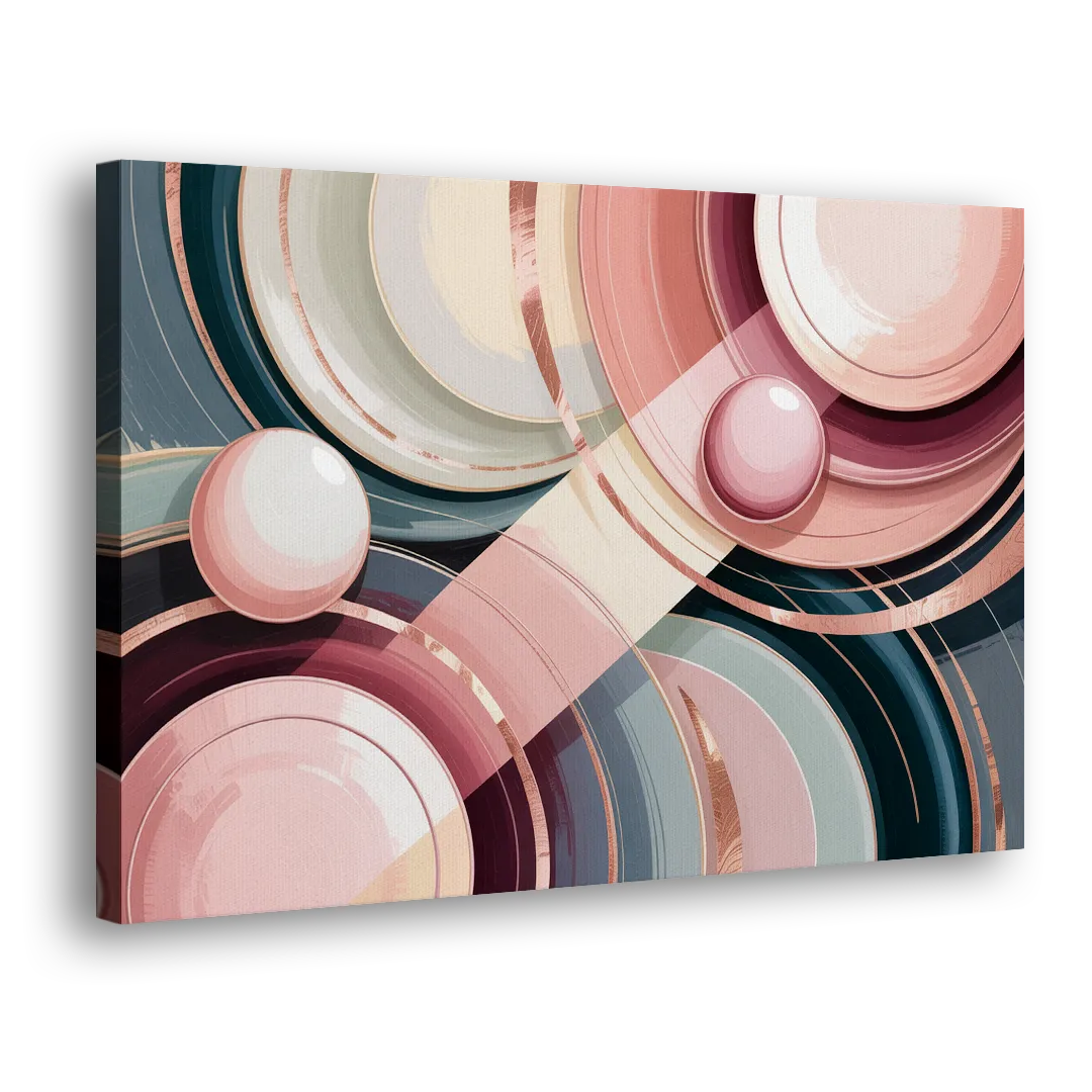 Luxurious Rhythms in Pink and Grey Abstract - Canvas Print Art Sides