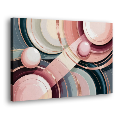 Luxurious Rhythms in Pink and Grey Abstract - Canvas Print Art Sides