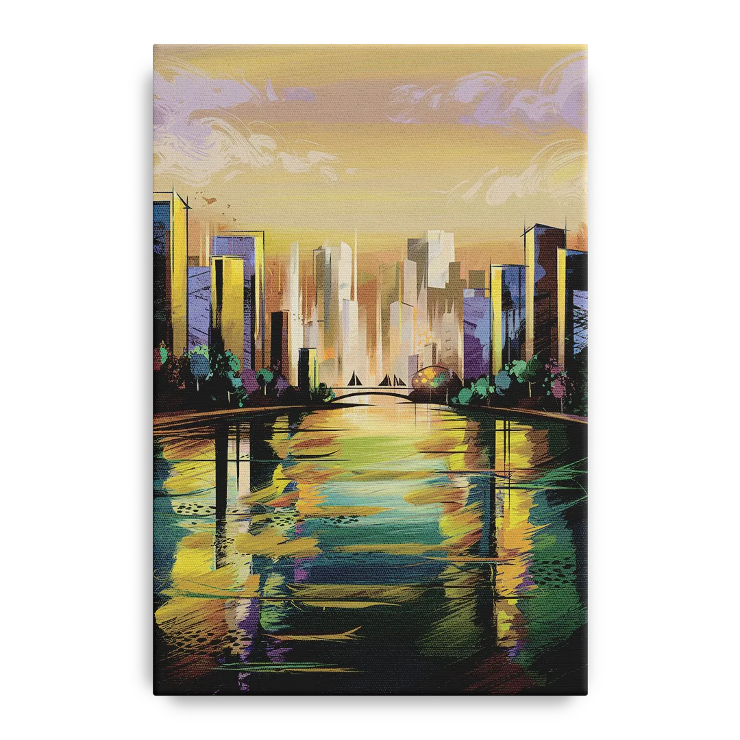 Riverside Downtown Skyline - Canvas Wall Art