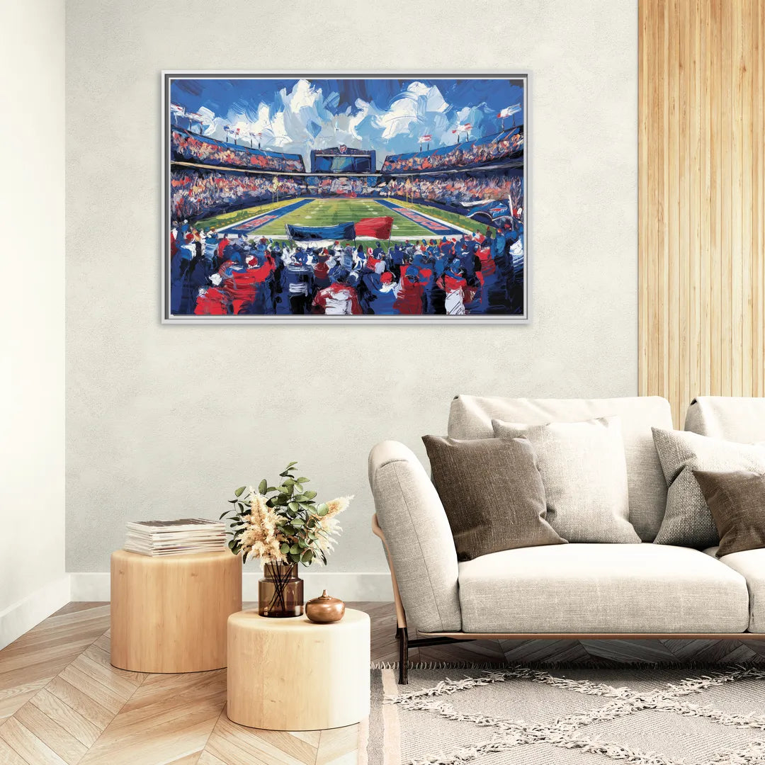 Buffalo Bills Stadium Energy - Living Room White Frame Canvas