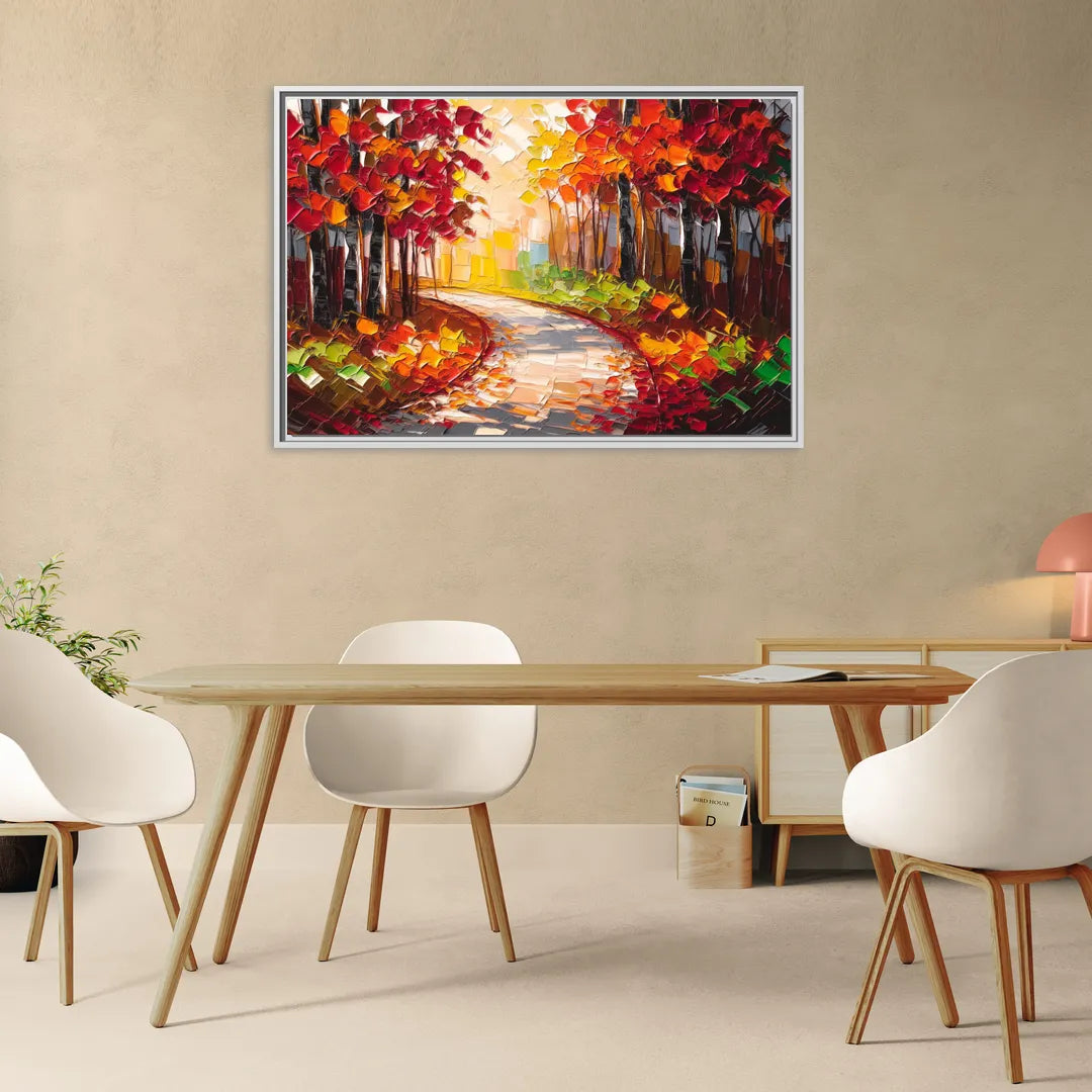 Ashland Autumn Forest - Living Room White Frame Canvas