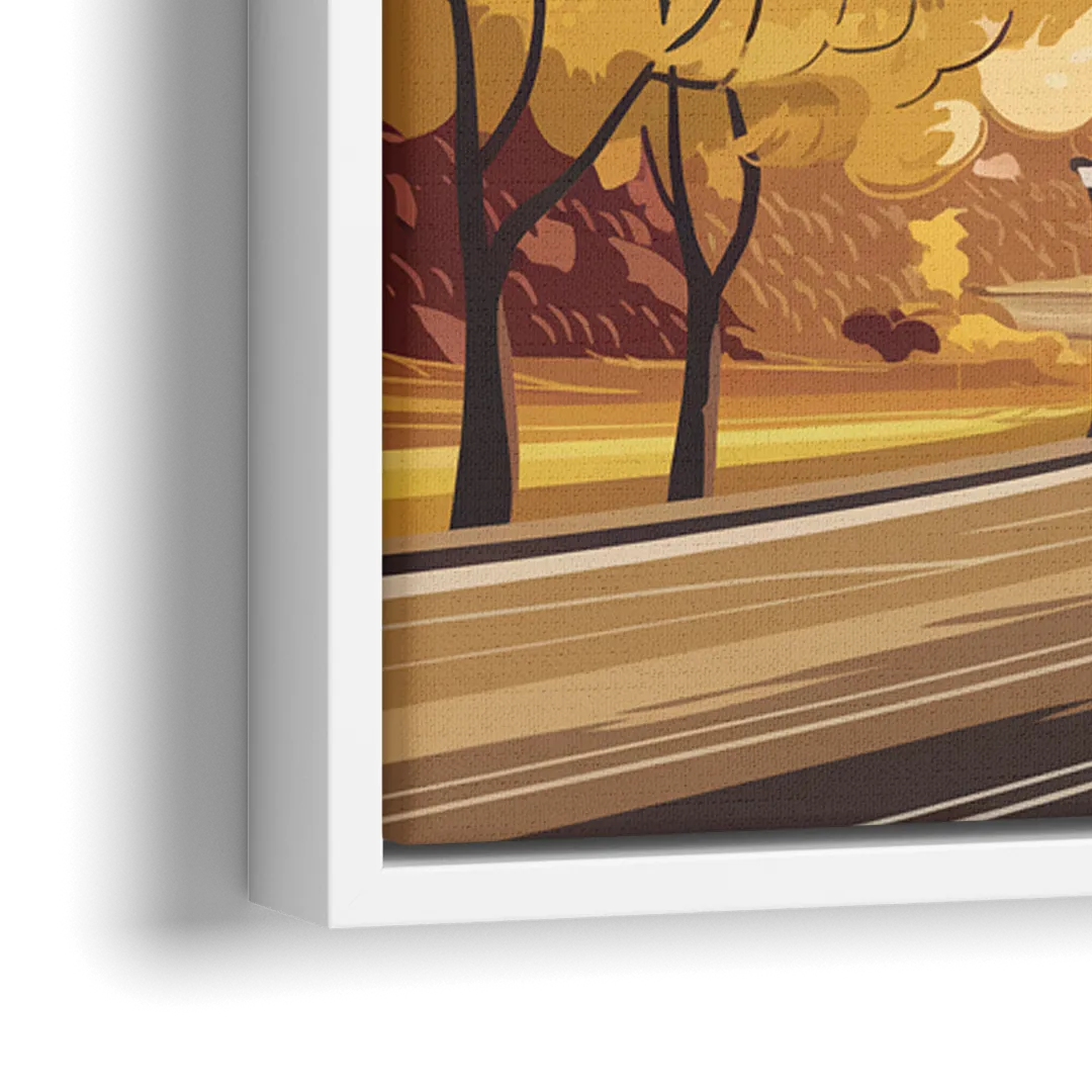 Denver Cityscape in Autumn - Close-Up White Frame Canvas