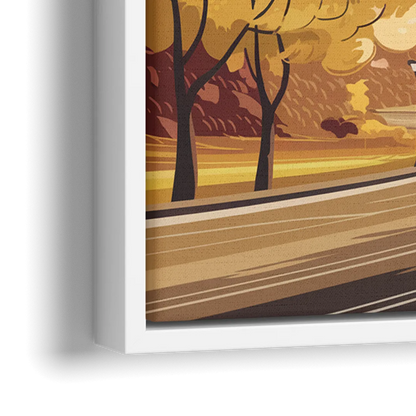 Denver Cityscape in Autumn - Close-Up White Frame Canvas
