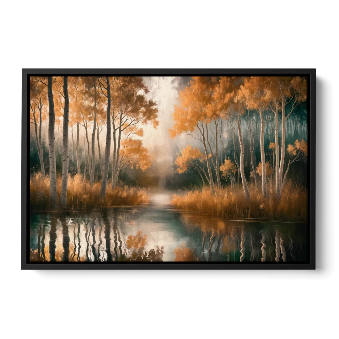 Aspen Forest Reflections - Black Frame Canvas