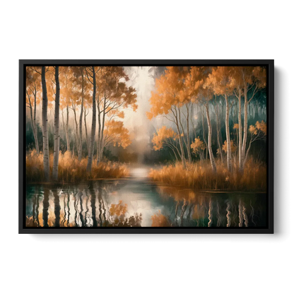 Aspen Forest Reflections - Black Frame Canvas