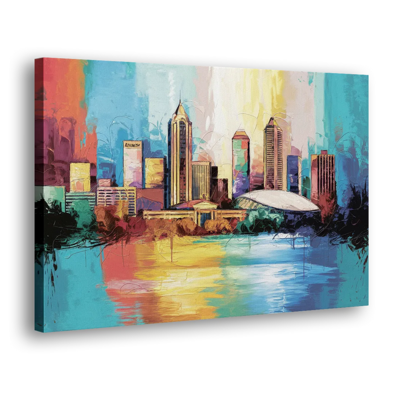 Atlanta Skyline Panoramic View - Canvas Print Art Sides