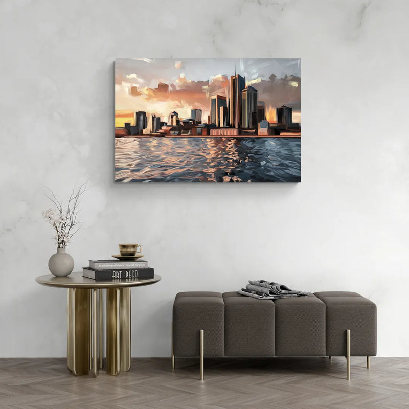 Detroit Cityscape Photography - Canvas Wall Art Living Room