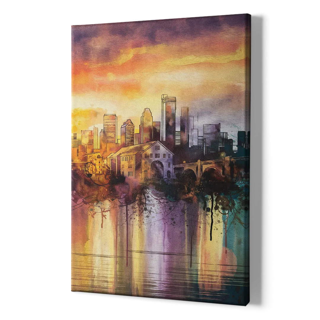 Minneapolis Historic Mill District - Canvas Print Art Sides