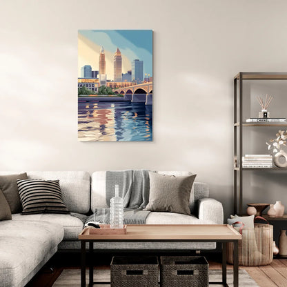 Cleveland Waterfront Views - Canvas Wall Art Living Room