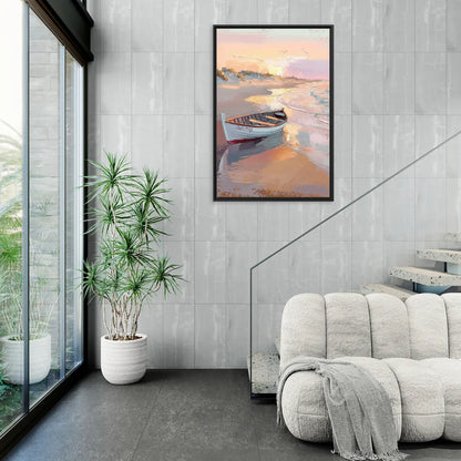 Cape May Beach Sunrise - Living Room Black Frame Canvas