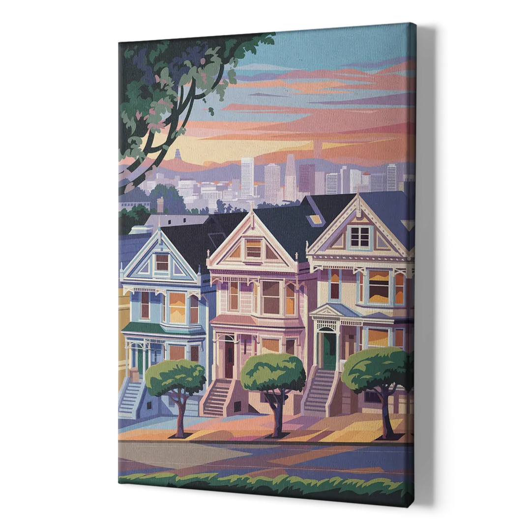 San Francisco Painted Ladies - Canvas Print Art Sides