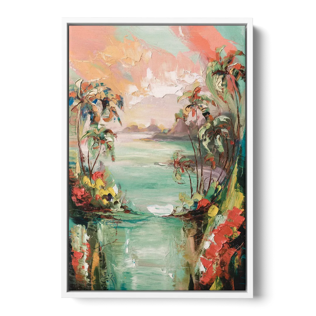 Orlando Tropical Landscape - White Frame Canvas