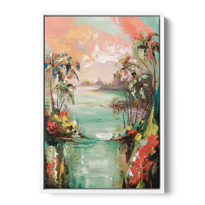 Orlando Tropical Landscape - White Frame Canvas