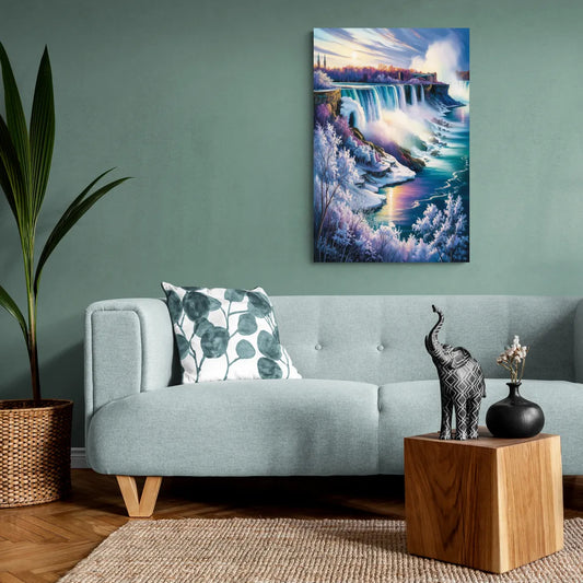 Niagara Falls Winter Freeze - Canvas Wall Art Living Room