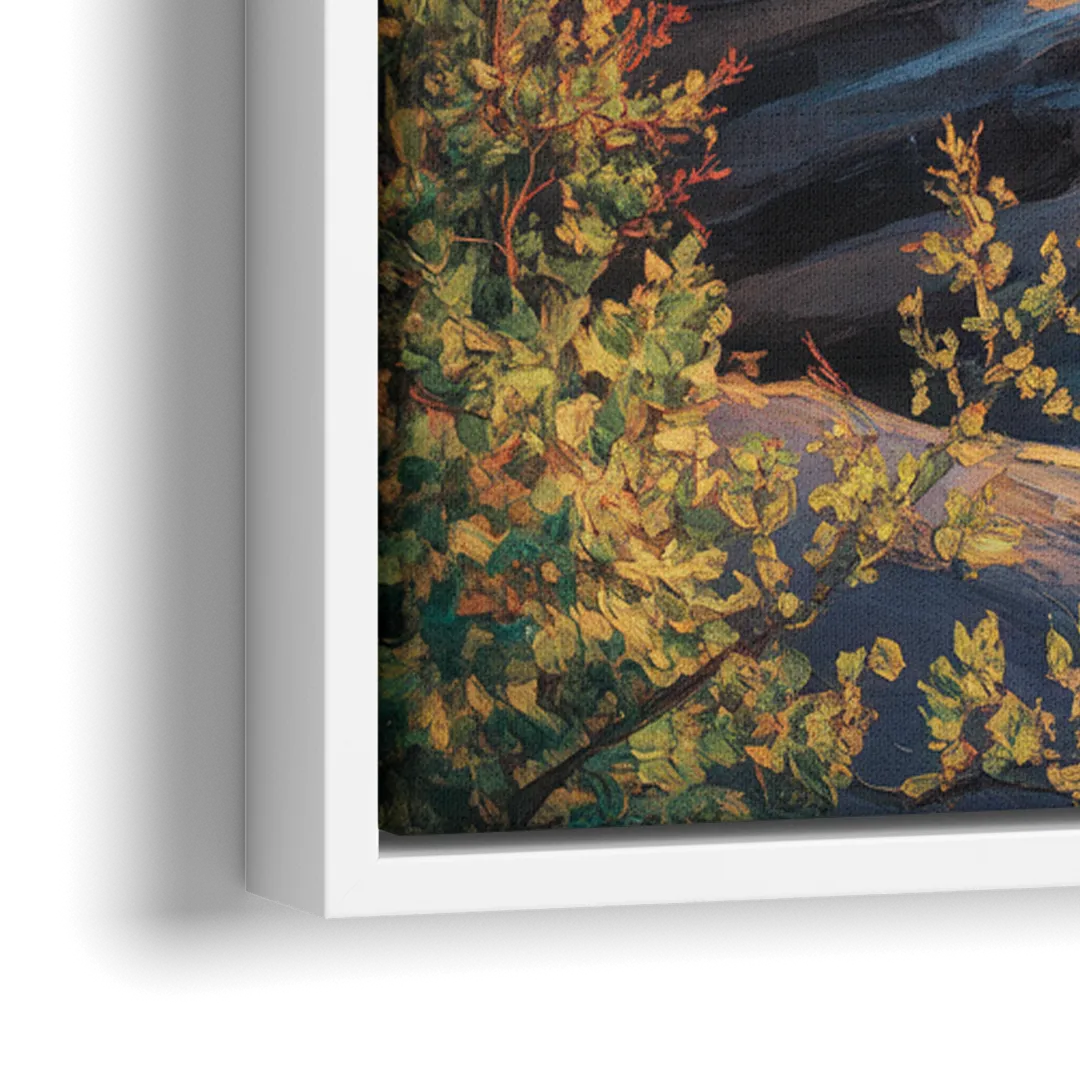 Athabasca Falls Majesty - Close-Up White Frame Canvas