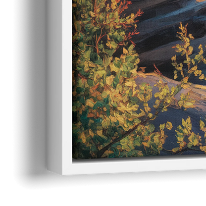 Athabasca Falls Majesty - Close-Up White Frame Canvas