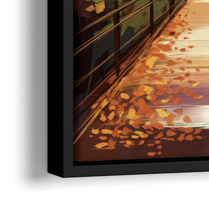 New York City Central Park in Fall Sunny - Close-Up Black Frame Canvas