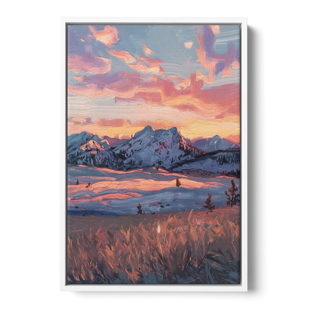 Bozeman Sunset Horizon - White Frame Canvas