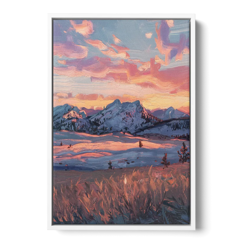 Bozeman Sunset Horizon - White Frame Canvas