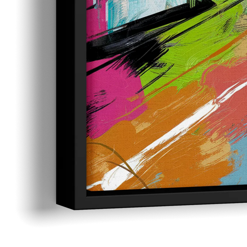 Houston Graffiti Streets - Close-Up Black Frame Canvas