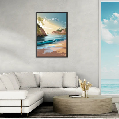Corona Beach Vibes - Living Room Black Frame Canvas