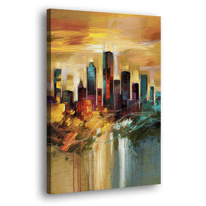 Houston Skyline View - Canvas Print Art Sides