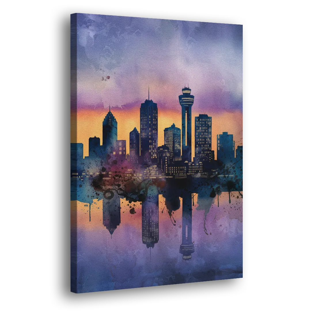 Buffalo Skyline Twilight - Canvas Print Art Sides