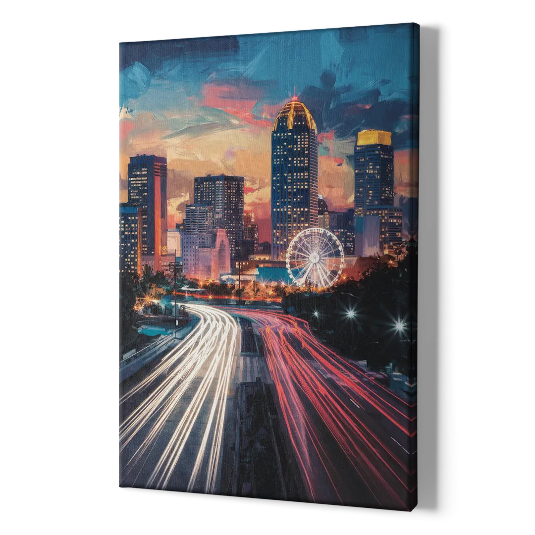 Atlanta Downtown Landmarks - Canvas Print Art Sides