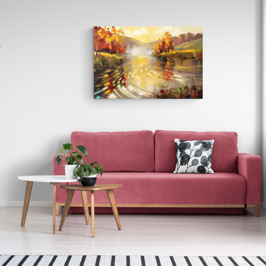 Asheville Riverfront Serenity - Canvas Wall Art Living Room