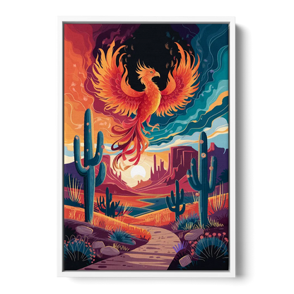 Phoenix Desert Landscape - White Frame Canvas