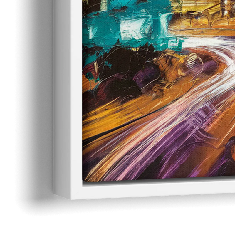 Houston Urban Nights - Close-Up White Frame Canvas