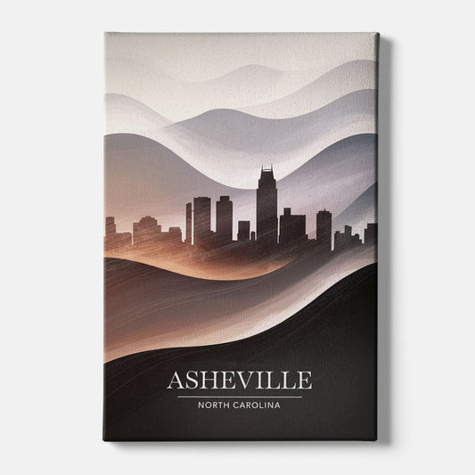 Asheville Skyline and Mountains - Canvas Wall Art