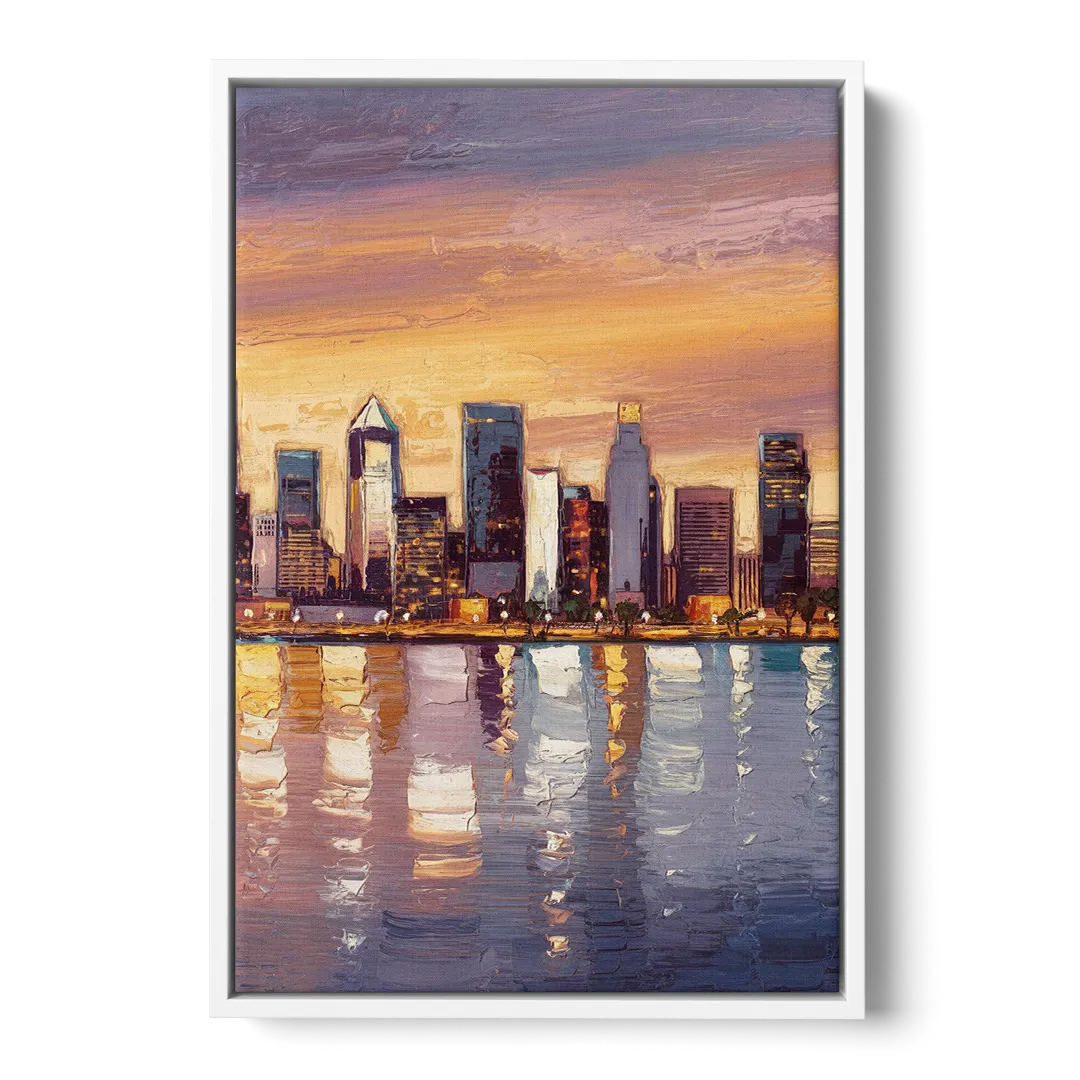 San Diego Downtown Skyline - White Frame Canvas