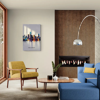 Fort Worth Downtown Skyline - Canvas Wall Art Living Room