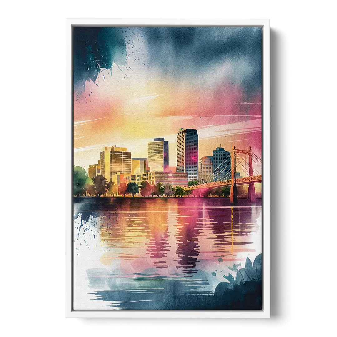 Milwaukee Cityscape Beauty - White Frame Canvas