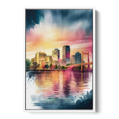 Milwaukee Cityscape Beauty - White Frame Canvas