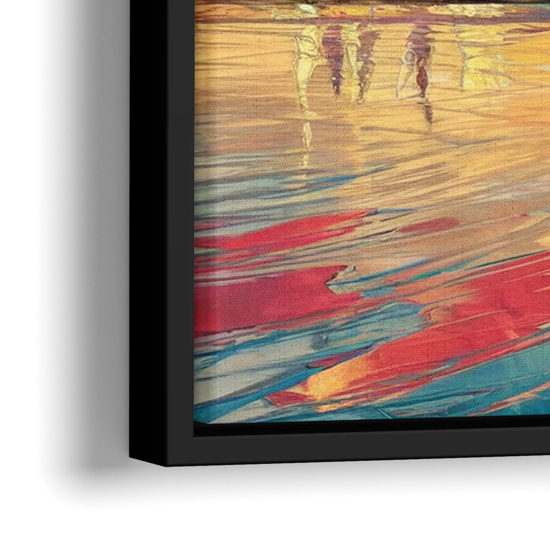 Detroit Skyline At Sunset - Close-Up Black Frame Canvas