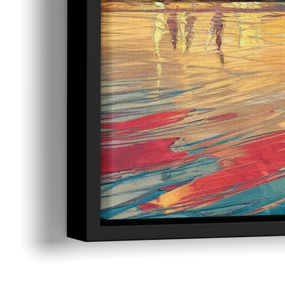 Detroit Skyline At Sunset - Close-Up Black Frame Canvas