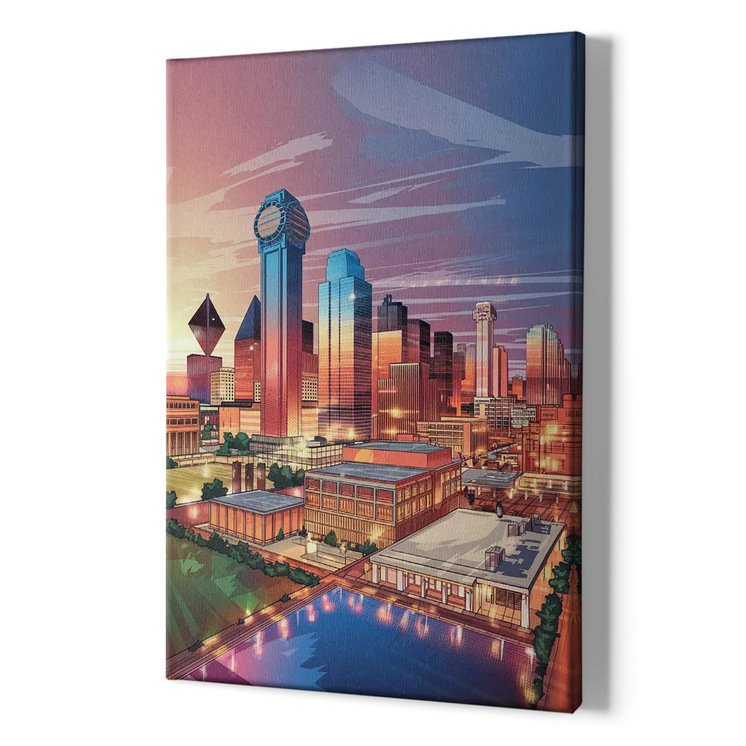Dallas Downtown Views - Canvas Print Art Sides