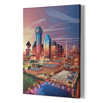Dallas Downtown Views - Canvas Print Art Sides