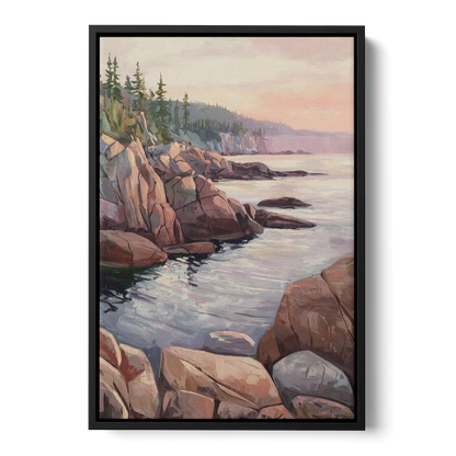 Bar Harbor Rocky Shoreline - Black Frame Canvas