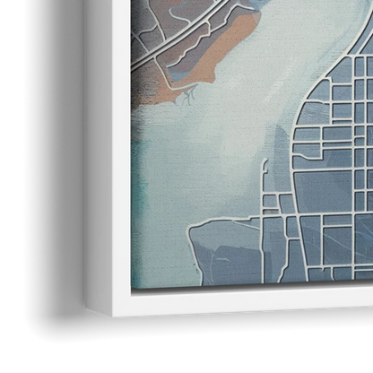 Kansas City Missouri Map - Close-Up White Frame Canvas